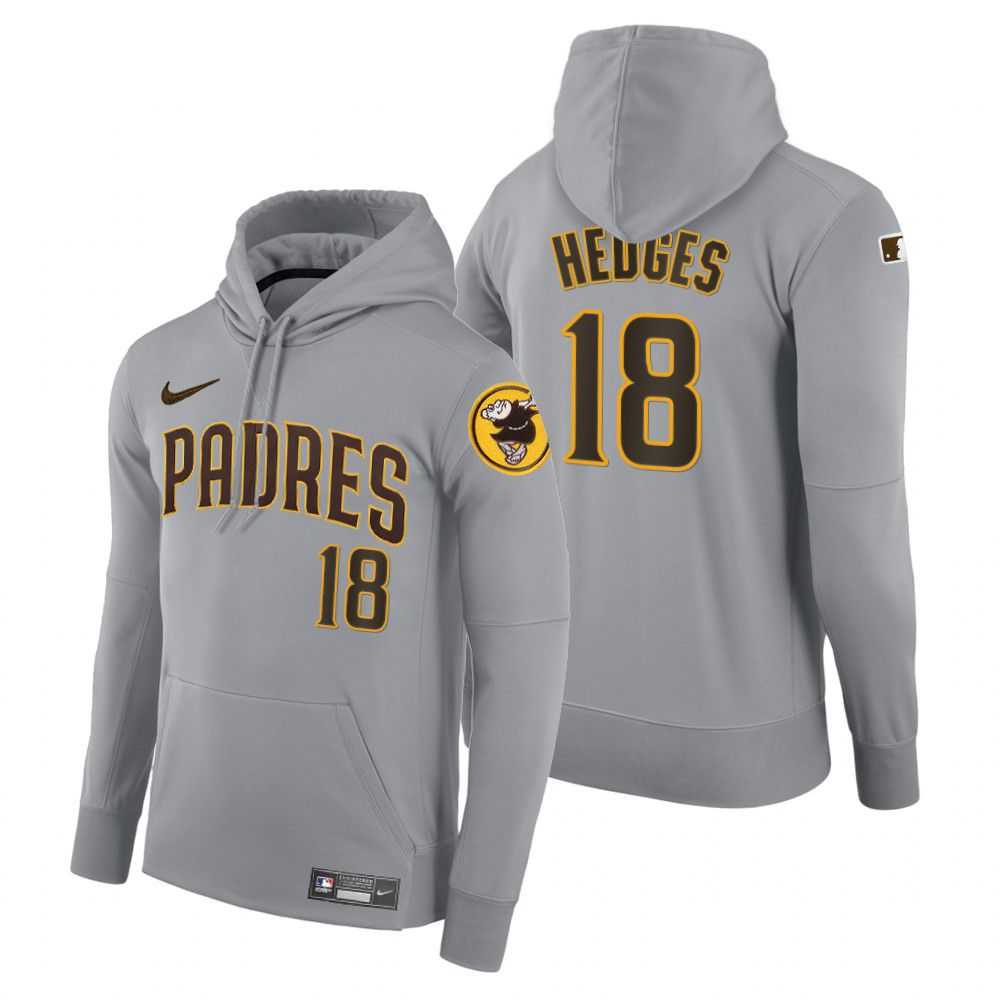 Men Pittsburgh Pirates 18 Hedges gray road hoodie 2021 MLB Nike Jerseys